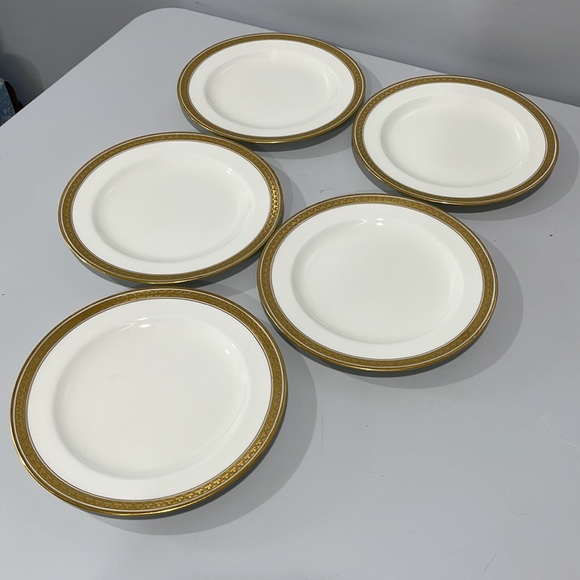 Cauldon England for Gilman Collamore antique Salad Plated gold trimmed set of 5 - Picture 5 of 13
